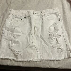 American Eagle Outfitters White Distressed Mini Skirt